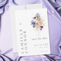Elegante lila Iris-Aquarell-Gartenhochzeit
