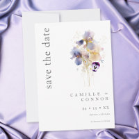 Elegante lila Iris-Aquarell-Gartenhochzeit