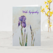 Elegante lila Iris-Beileidskarte Karte (Gelbe Blume)