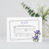 Elegante Lila Iris Wedding RSVP Cards Karte (Stehend Vorderseite)