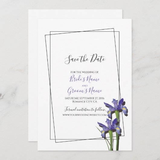 Elegante Lila Iris Wedding speichern das Datum Save The Date (Vorne/Hinten)