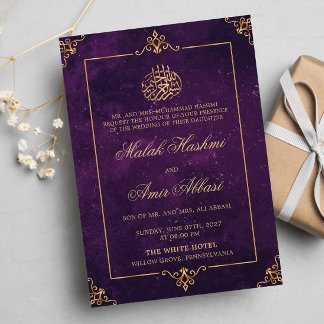 Elegante Lila islamische Hochzeit Einladung