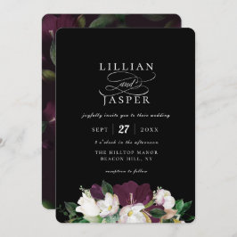 Elegante Lila Ivory Floral Bouquet Wedding Einladung