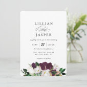 Elegante Lila Ivory Floral Bouquet Wedding Einladung (Stehend Vorderseite)