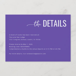 Elegante lila Kalligrafie-Details Begleitkarte