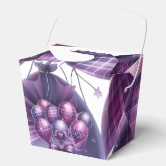 Elegante lila karierte Geschenktasche mit Schleife Geschenkschachtel