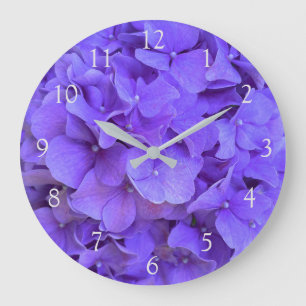 Elegante lila Lava lilac blühende Hydrangeas Große Wanduhr