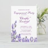 Elegante Lila Lavander Blume Hochzeit Verlobung Einladung (Stehend Vorderseite)