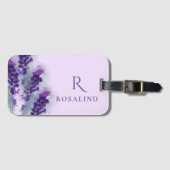 Elegante Lila Lavander-Blume mit Monogramm Gepäckanhänger (Vorderseite (Horizontal))