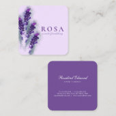 Elegante Lila Lavander-Blume Quadratische Visitenkarte (Vorne/Hinten)