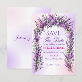 Elegante lila Lavendel-Bogen Save-the-Date-Karte RSVP Karte