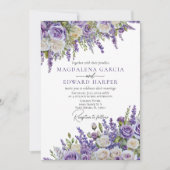 Elegante Lila Lavendel Rose Blumenzehen Einladung (Vorderseite)