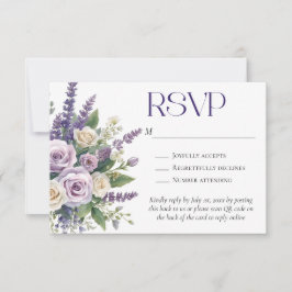 Elegante lila Lavendelrosen Hochzeits-QR-Code RSVP Karte