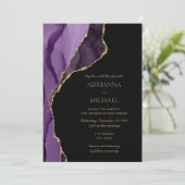 Elegante Lila Lavender Agate Hochzeit Einladung (Stehend Vorderseite)