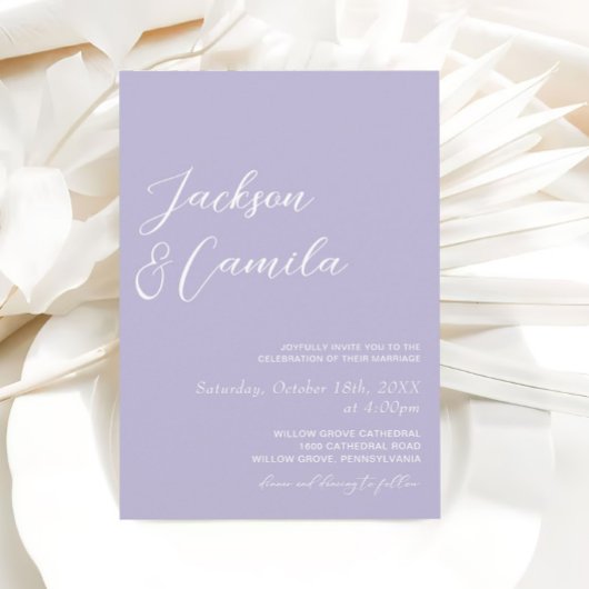 Elegante Lila Lavender Foto Wedding Einladung