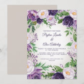 Elegante Lila Lavender Greenerity Wedding Einladung (Vorne/Hinten)