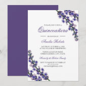 Elegante Lila Lavender Quinceanera Einladung (Vorne/Hinten)