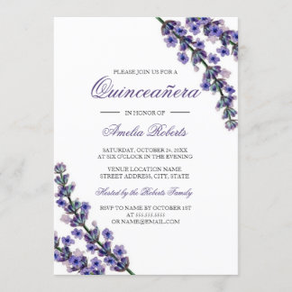 Elegante Lila Lavender Quinceanera Einladung