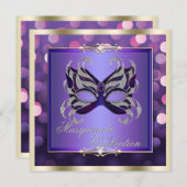 Elegante Lila Lichter Bokeh Masquerade Einladung (Vorne/Hinten)