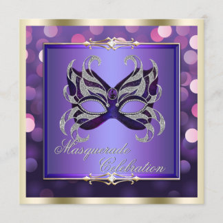 Elegante Lila Lichter Bokeh Masquerade Einladung