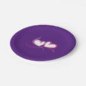 Elegante Lila Liebe Herzpapier Teller (Schrägansicht)