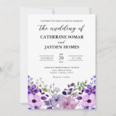 Elegante Lila Liebe Hochzeit Einladung (Vorderseite)