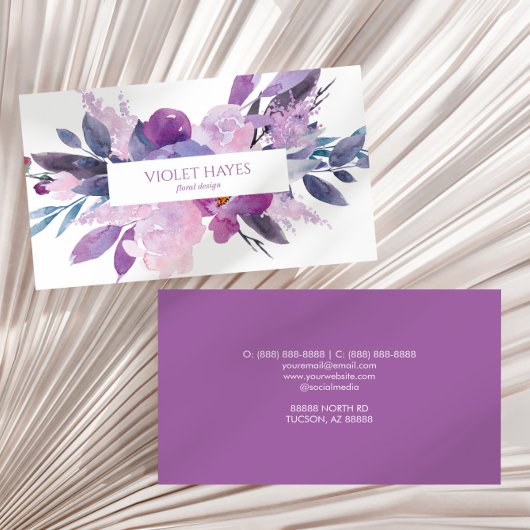 Elegante Lila Lilac Floral Blume Custom Visitenkarte