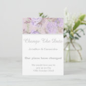 ELEGANTE LILA LILAC FLORAL CHANGE THE DATE (Stehend Vorderseite)