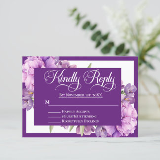 Elegante Lila Lilac Floral Islamische Hochzeit RSVP Karte