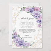 Elegante Lila Lilac Lavender Rose Hochzeit Dankeskarte (Vorderseite)