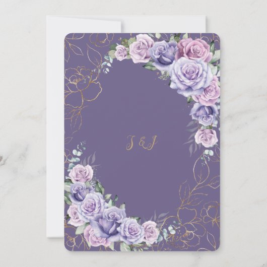 Elegante Lila Lilac Lavender Rose Hochzeit Einladung (Rückseite)