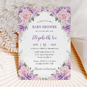 Elegante Lila Lilac Pink Floral Baby Dusche Einladung