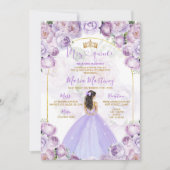 Elegante Lila Lilac Princess Kostüme Mis Quince Einladung (Vorderseite)