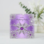 Elegante Lila Lilac Snowflake Geburtstagsparty Einladung (Stehend Vorderseite)