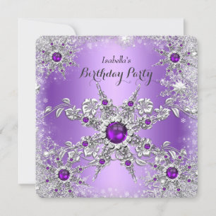 Elegante Lila Lilac Snowflake Geburtstagsparty Einladung