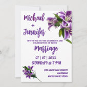 Elegante Lila Lily Floral Minimalistisch Hochzeit Einladung (Vorderseite)