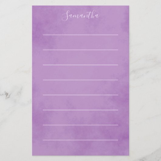 Elegante Lila Lined Briefpapier (Vorderseite)
