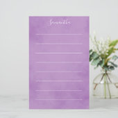 Elegante Lila Lined Briefpapier (Stehend Vorderseite)