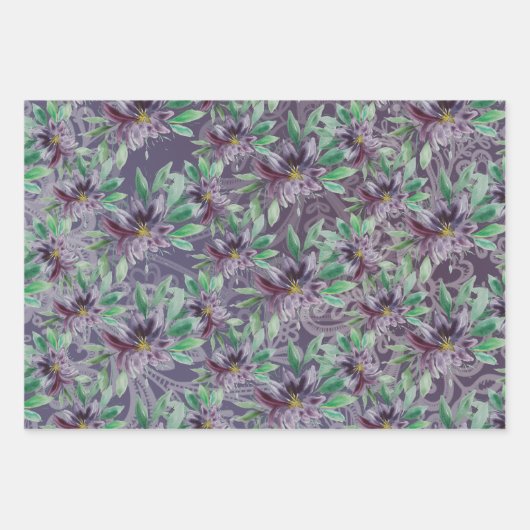 Elegante Lila Lotus Geschenkpapier Set (Vorderseite 2)