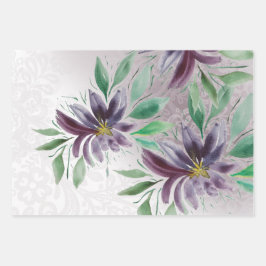 Elegante Lila Lotus Geschenkpapier Set