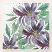 Elegante Lila Lotus Glasuntersetzer (Vorderseite)