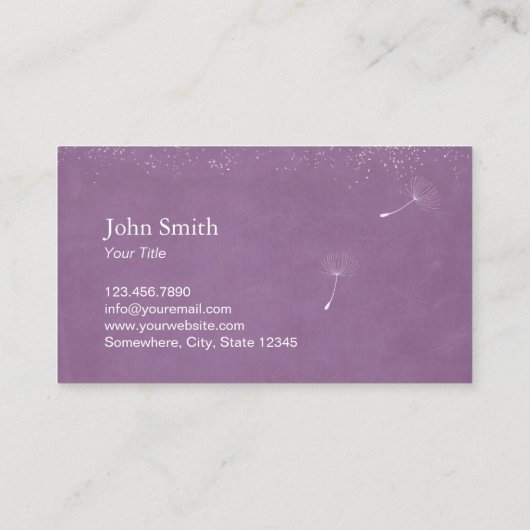 Elegante Lila Lüsterkleidung Fotografie Visitenkarte (Rückseite)