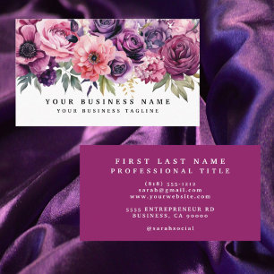 Elegante Lila Magenta Blume Business Cards Visitenkarte