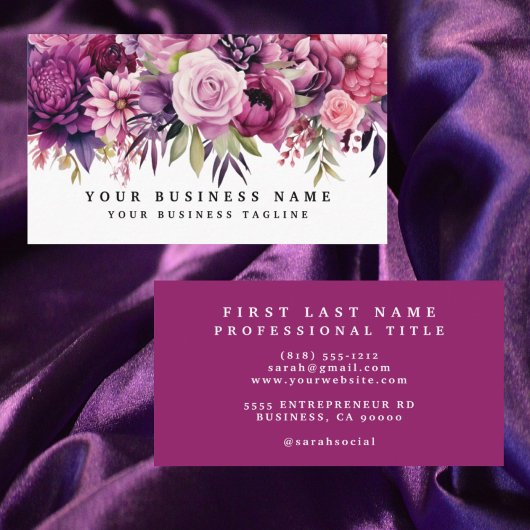 Elegante Lila Magenta Blume Business Cards Visitenkarte