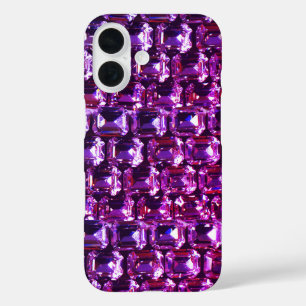 Elegante lila Magenta-Edelsteine-Diamanten iPhone 16 Hülle