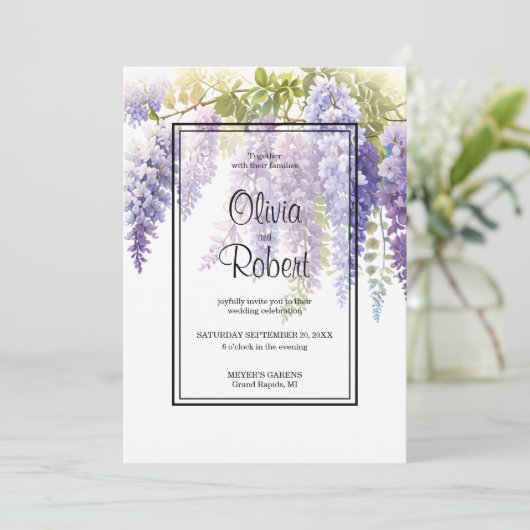 Elegante lila Magenta Einladung (Stehend Vorderseite)