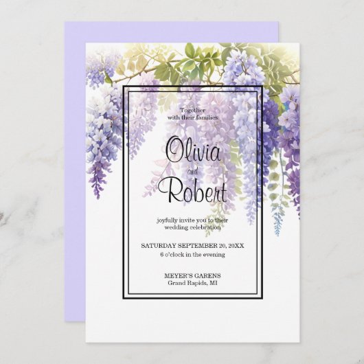 Elegante lila Magenta Einladung (Vorne/Hinten)