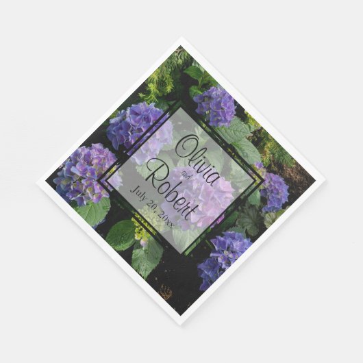 Elegante lila magenta florale Hydrangeas Serviette (Ecke)