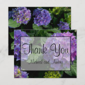 Elegante lila Magenta Rosa Blumen Hydrangeas Dankeskarte (Vorne/Hinten)