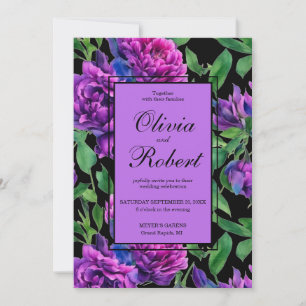 Elegante lila Magenta Wasserfarbenflora Hochzeit Einladung